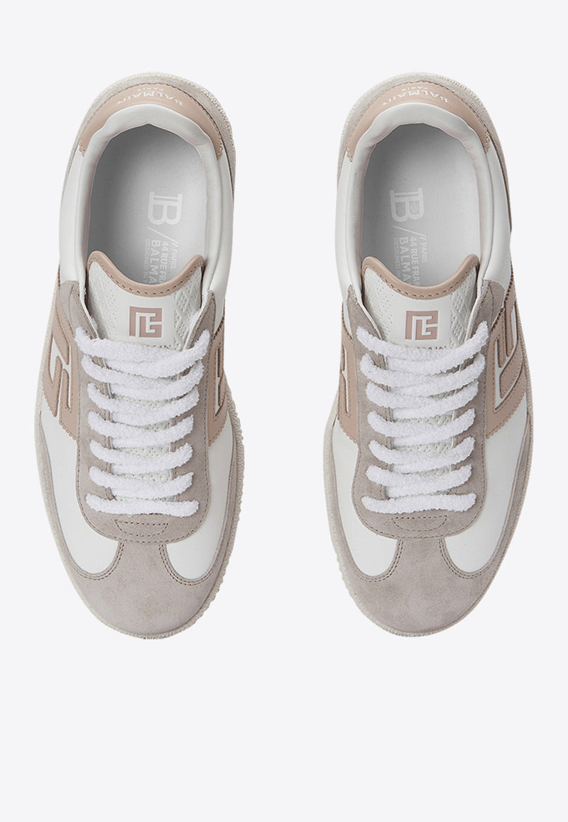 Balmain Swan Calfskin and Suede Sneakers Beige EN1VI735LCJN_WHITE MULT