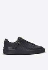 Balmain B-Court B-Buzz Sneakers in Embossed Calfskin Black EN1VI738LCGD_BLACK