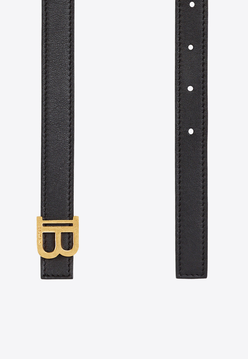 Balmain Thin Calfskin B-Belt Black EN1WJ000LVTL_BLACK