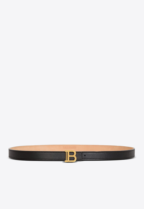 Balmain Thin Calfskin B-Belt Black EN1WJ000LVTL_BLACK