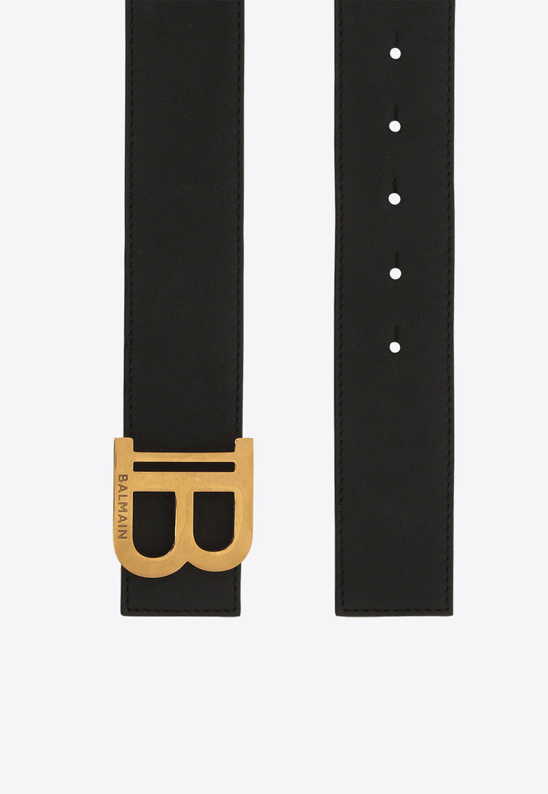 Balmain Wide Calfskin Pin B-Belt Black EN1WJ002LVTL_BLACK