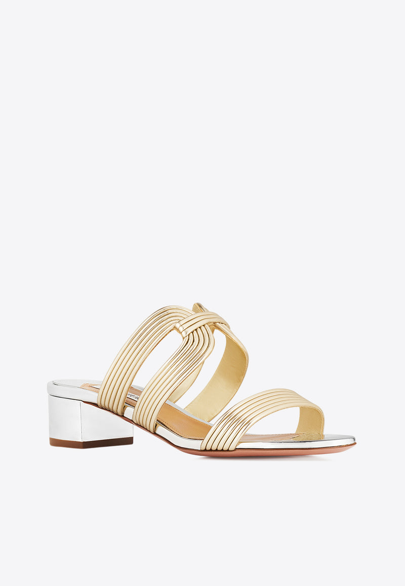 Aquazzura Esencia 35 Metallic Leather Sandals ENCMIDS0-LSY-LGS Gold