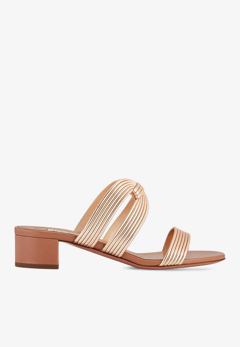 Aquazzura Esencia 35 Leather Sandals ENCMIDS0-LTN-RGP Metallic