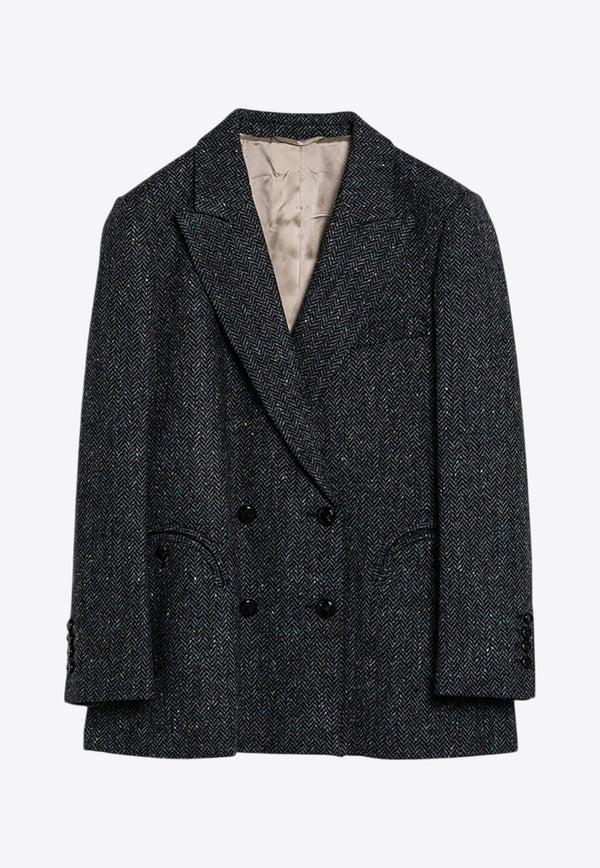 Blazé Milano Everynight Double-Breasted Herringbone Wool Blazer Gray END01MIA/P_BLAZE-0001