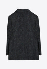 Blazé Milano Everynight Double-Breasted Herringbone Wool Blazer Gray END01MIA/P_BLAZE-0001