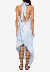 Pucci Occhi Print Silk Midi Dress Light Blue