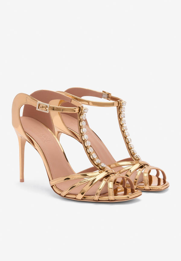 Malone Souliers Erika 90 Crystal-Embellished Leather Sandals ERIKA 90-2 ANTIQUE GOLD