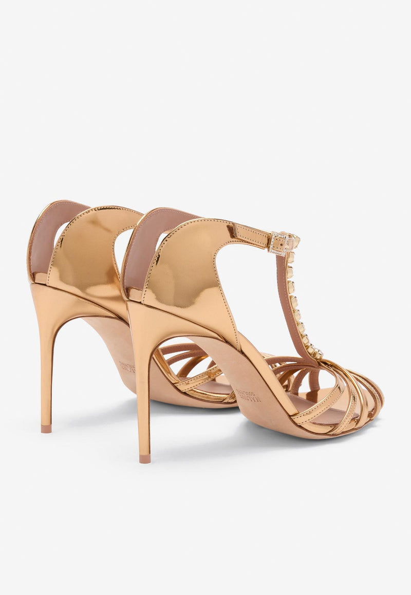 Malone Souliers Erika 90 Crystal-Embellished Leather Sandals ERIKA 90-2 ANTIQUE GOLD