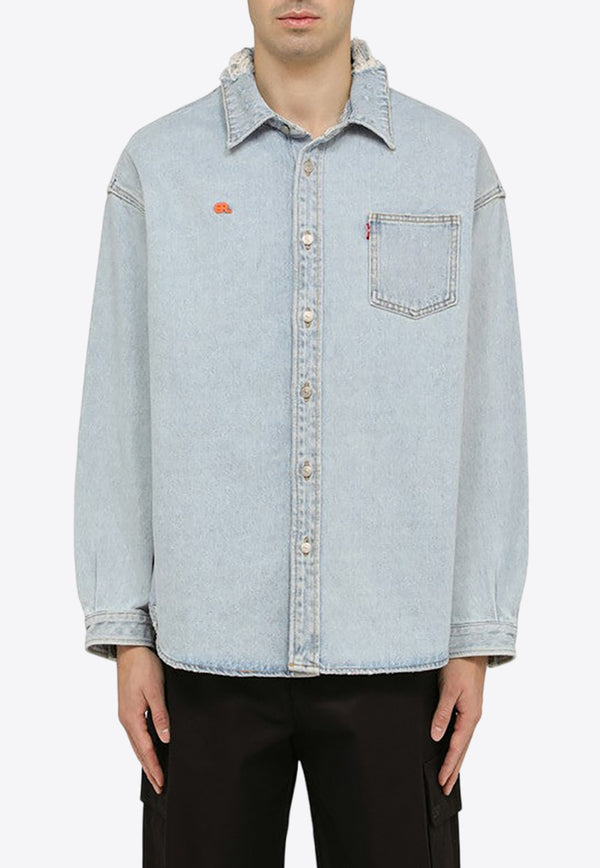 Erl X Levi's Logo-Embroidered Denim Shirt Blue ERL07B201CO/O_ERL-BL