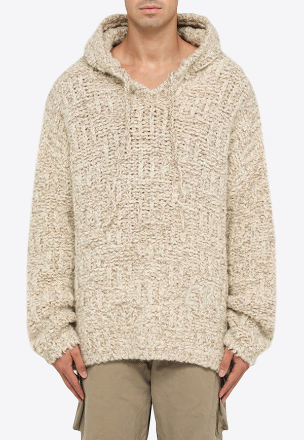 ERL Wool-Blend Knitted Hooded Sweater Beige ERL07N005WO/N_ERL-BE