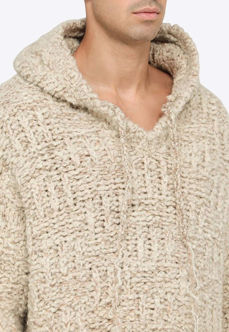 ERL Wool-Blend Knitted Hooded Sweater Beige ERL07N005WO/N_ERL-BE