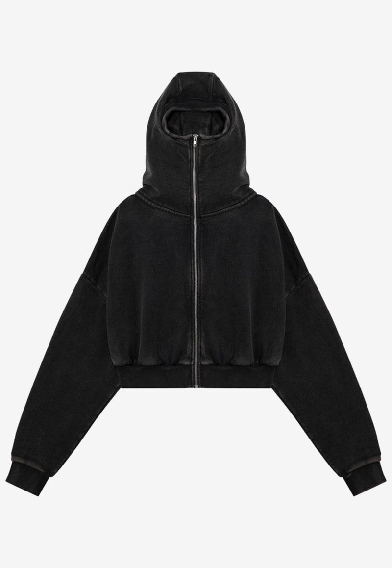 Entire Studios Zip-Up Cropped Hoodie Black ES2156CO/P_ENTST-WB