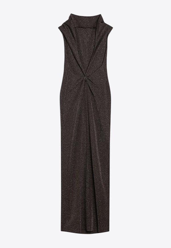 Max Mara Pianoforte Eschimo Lurex Yarn Maxi Dress Brown ESCHIMOVI/R_MAXMP-001