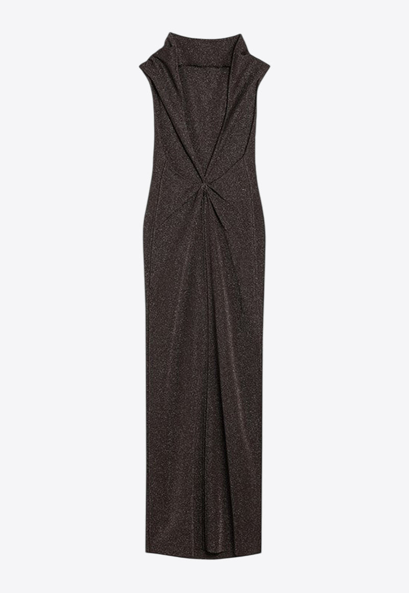 Max Mara Pianoforte Eschimo Lurex Yarn Maxi Dress Brown ESCHIMOVI/R_MAXMP-001