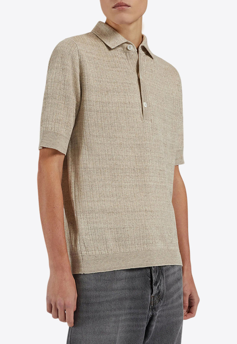 Lardini Linen-Blend Polo T-shirt Beige ESLPMC90_BEIGE