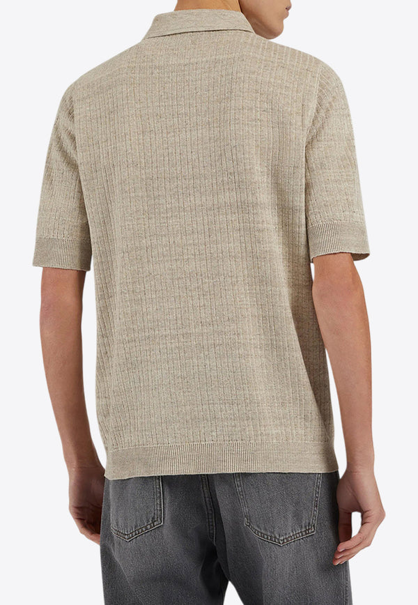 Lardini Linen-Blend Polo T-shirt Beige ESLPMC90_BEIGE