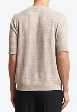 Lardini Linen-Blend Knitted T-shirt Beige ESLTMC77_BEIGE