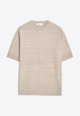 Lardini Linen-Blend Knitted T-shirt Beige ESLTMC77_BEIGE