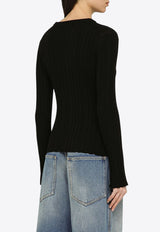 Loulou Studio Silk-Blend Ribbed Sweater EVIESI/O_LOULO-BLK