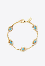 Crystal Haze Jewelry Evil Eye Crystal Embellished Bracelet Gold EVILEYE BRACELET TURQOUISEBLUE MULTI