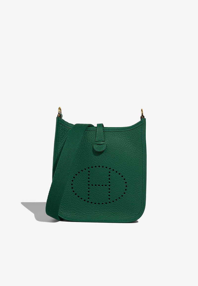 Mini Evelyne 16 in Vert Moyen Taurillon Clemence with Gold Hardware
