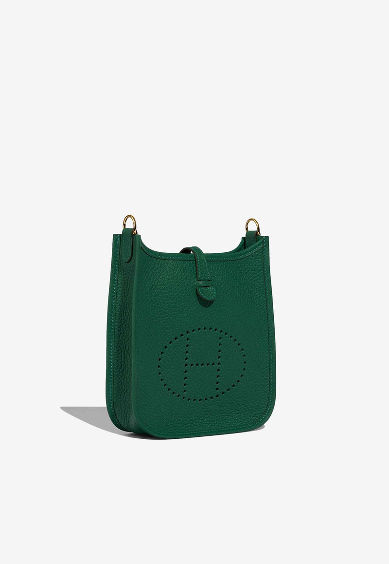 Mini Evelyne 16 in Vert Moyen Taurillon Clemence with Gold Hardware