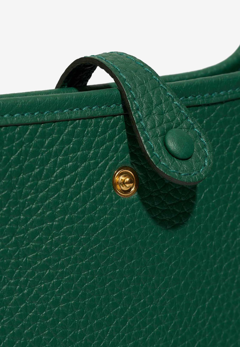 Mini Evelyne 16 in Vert Moyen Taurillon Clemence with Gold Hardware