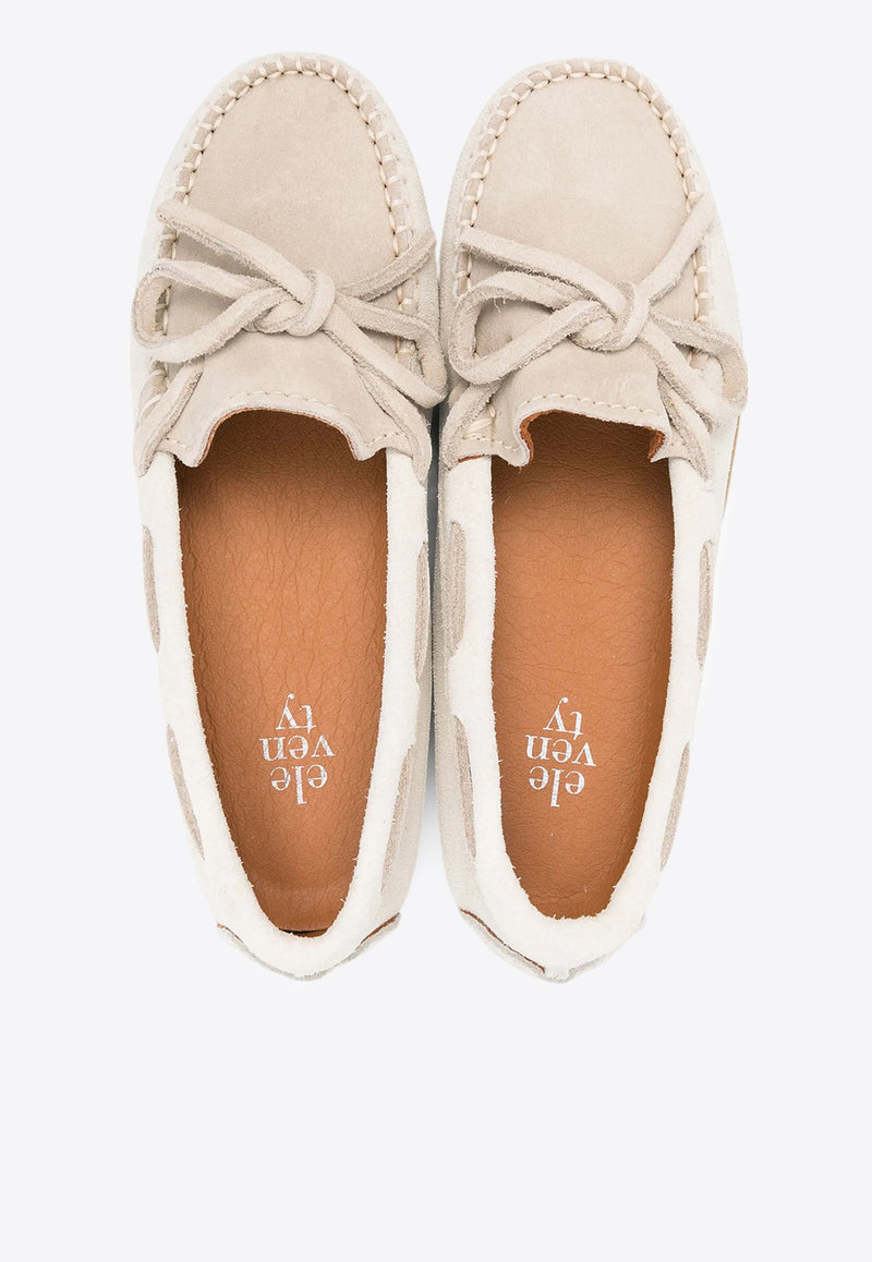 Eleventy Kids Boys Colorblocked Suede Loafers Beige EW0P26-Z2623_BEIGE MULT