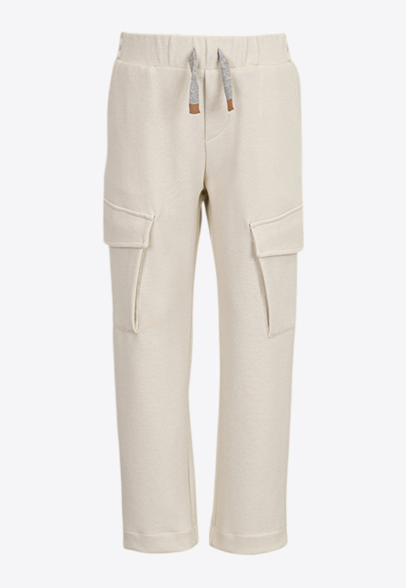 Eleventy Kids Boys Drawstring Cargo Pants Beige EW6P40-J0247_BEIGE