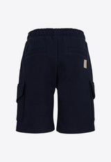 Eleventy Kids Boys Drawstring Cargo Shorts Blue EW6Q59-Z1293_BLUE