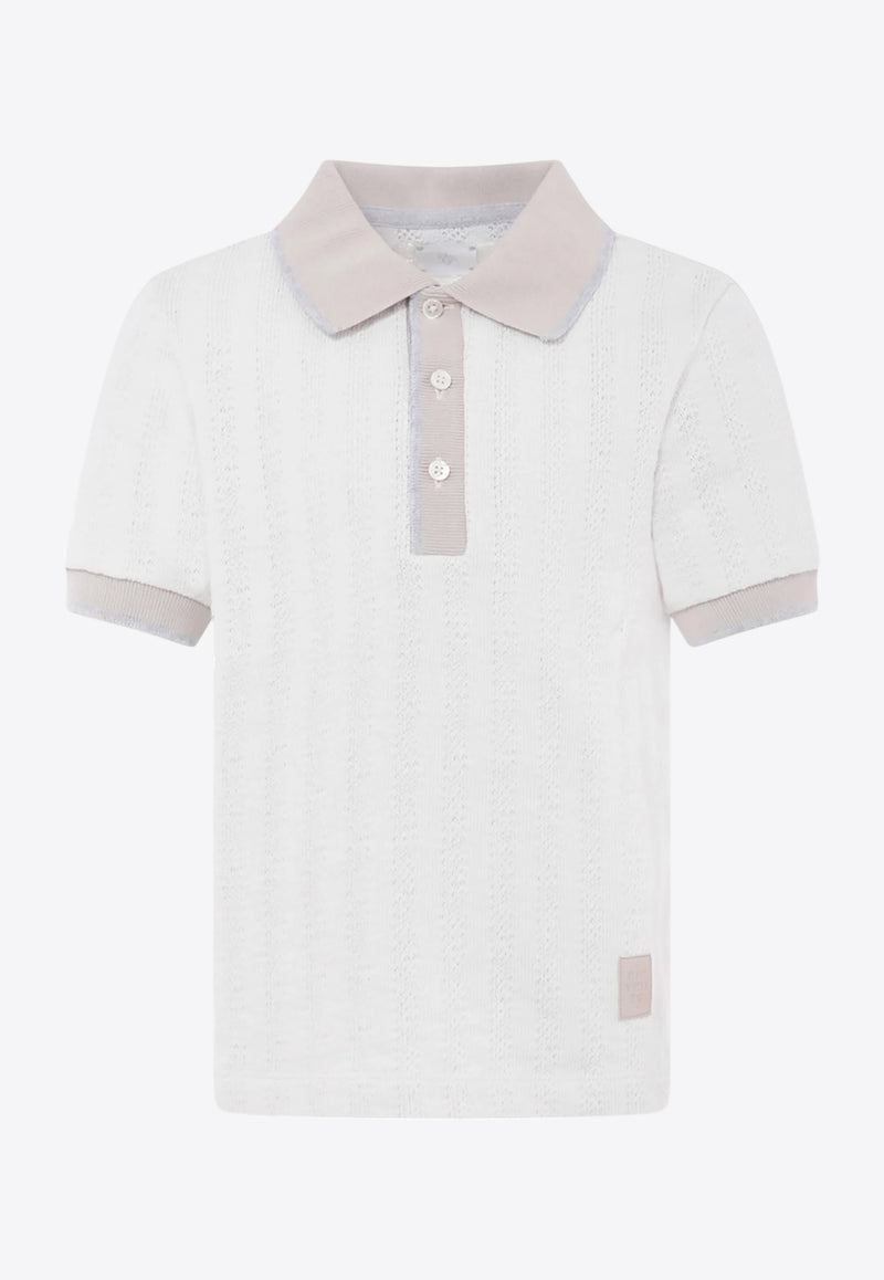 Eleventy Kids Boys Logo Patch Knit Polo T-shirt White EW8P41-Z2907_IVORY