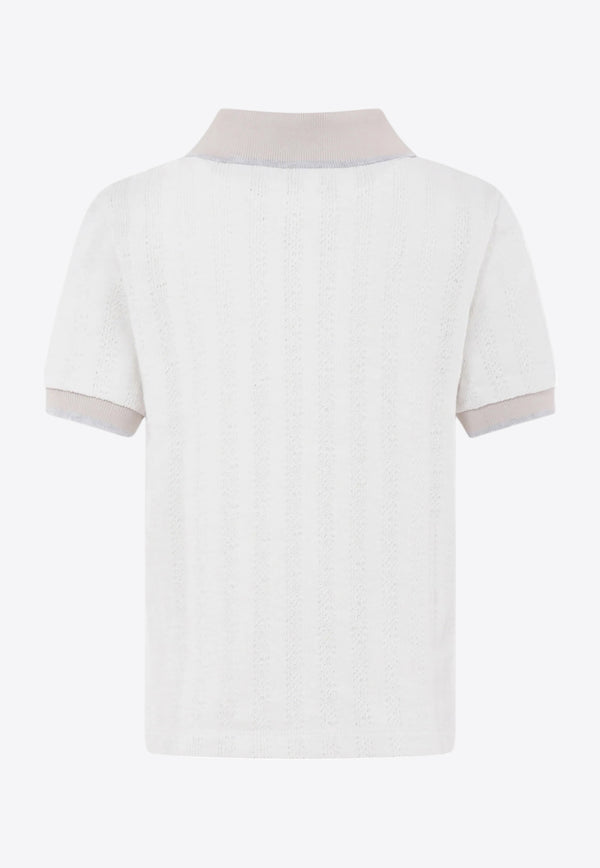 Eleventy Kids Boys Logo Patch Knit Polo T-shirt White EW8P41-Z2907_IVORY