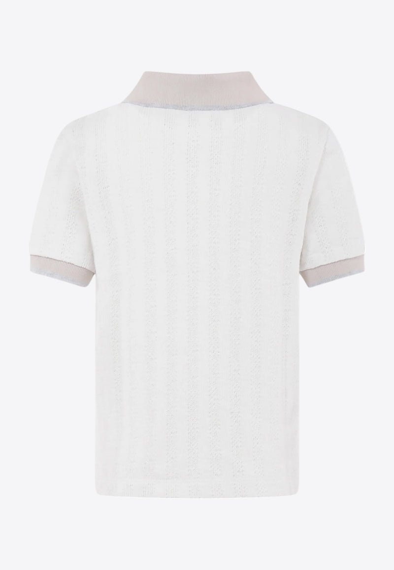 Eleventy Kids Boys Logo Patch Knit Polo T-shirt White EW8P41-Z2907_IVORY
