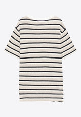 Eleventy Kids Boys Logo Embroidered Striped T-shirt Beige EW8P61-J0487_STRIPES