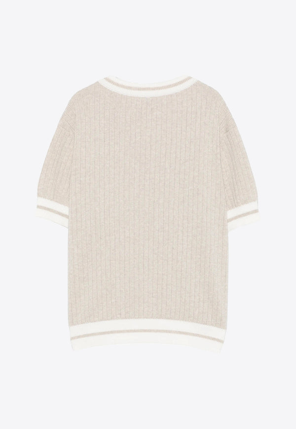 Eleventy Kids Boys Ribbed Knit T-shirt Beige EW9P11-X0094_BEIGE