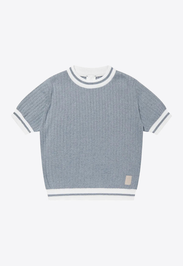 Eleventy Kids Boys Ribbed Knit T-shirt Blue EW9P11-X0094_LIGHT BLUE