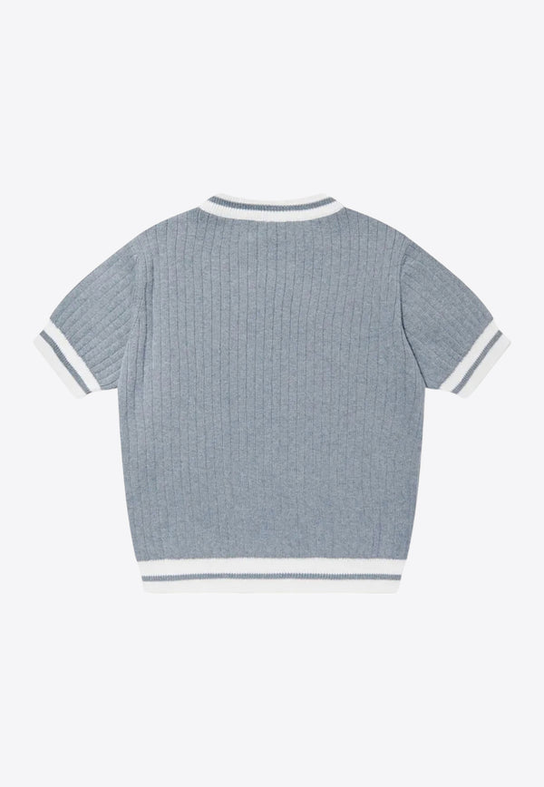 Eleventy Kids Boys Ribbed Knit T-shirt Blue EW9P11-X0094_LIGHT BLUE
