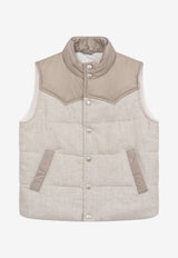 Eleventy Boys Padded Vest in Wool-Blend Gray EX2P72-I0233_GREY
