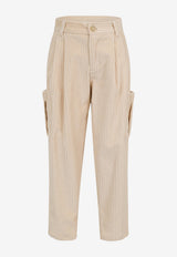 Eleventy Boys Corduroy Cargo Pants Beige EX6P30-V0162_BEIGE