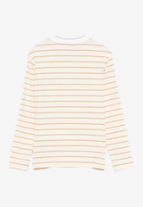 Eleventy Boys Long-Sleeved Stripe T-shirt Beige EX8P10-J0523_STRIPES
