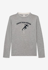 Eleventy Boys Chase Your Dream Print Long-Sleeved T-shirt Gray EX8P20-Z3121_GREY
