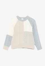 Eleventy Boys Cable Knit Colorblocked Sweater Multicolor EX9P00-W0217_MULTI COLO