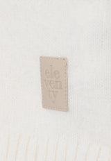 Eleventy Boys Logo Patch Hooded Sweater in Wool and Cashmere Ivory EX9P30-Z2498_IVORY