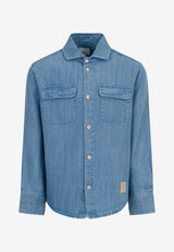 Eleventy Boys Long-Sleeved Denim Shirt Blue EY5P00-Z3678_BLUE