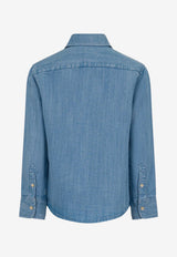 Eleventy Boys Long-Sleeved Denim Shirt Blue EY5P00-Z3678_BLUE