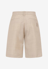 Eleventy Boys Logo Patch Bermuda Shorts Beige EY6P99-I0315_BEIGE