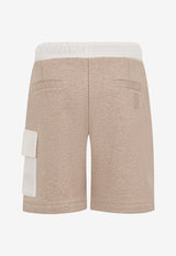 Eleventy Boys Logo Patch Cargo Shorts Beige EY6Q89-Z3716_BEIGE