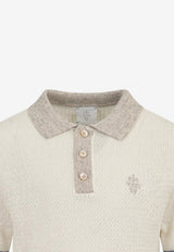 Eleventy Boys Knitted Polo T-shirt Ivory EY9P01-Z3182_IVORY