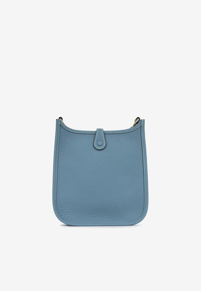 Hermès Mini Evelyne 16 in Bleu Jean Clemence Leather with Gold Hardware