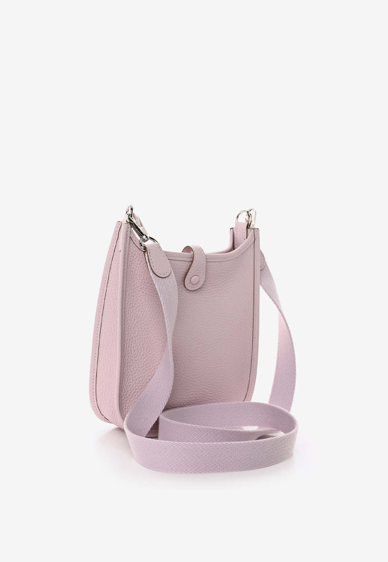 Hermès Mini Evelyne 16 in Mauve Pale Clemence Leather with Palladium Hardware